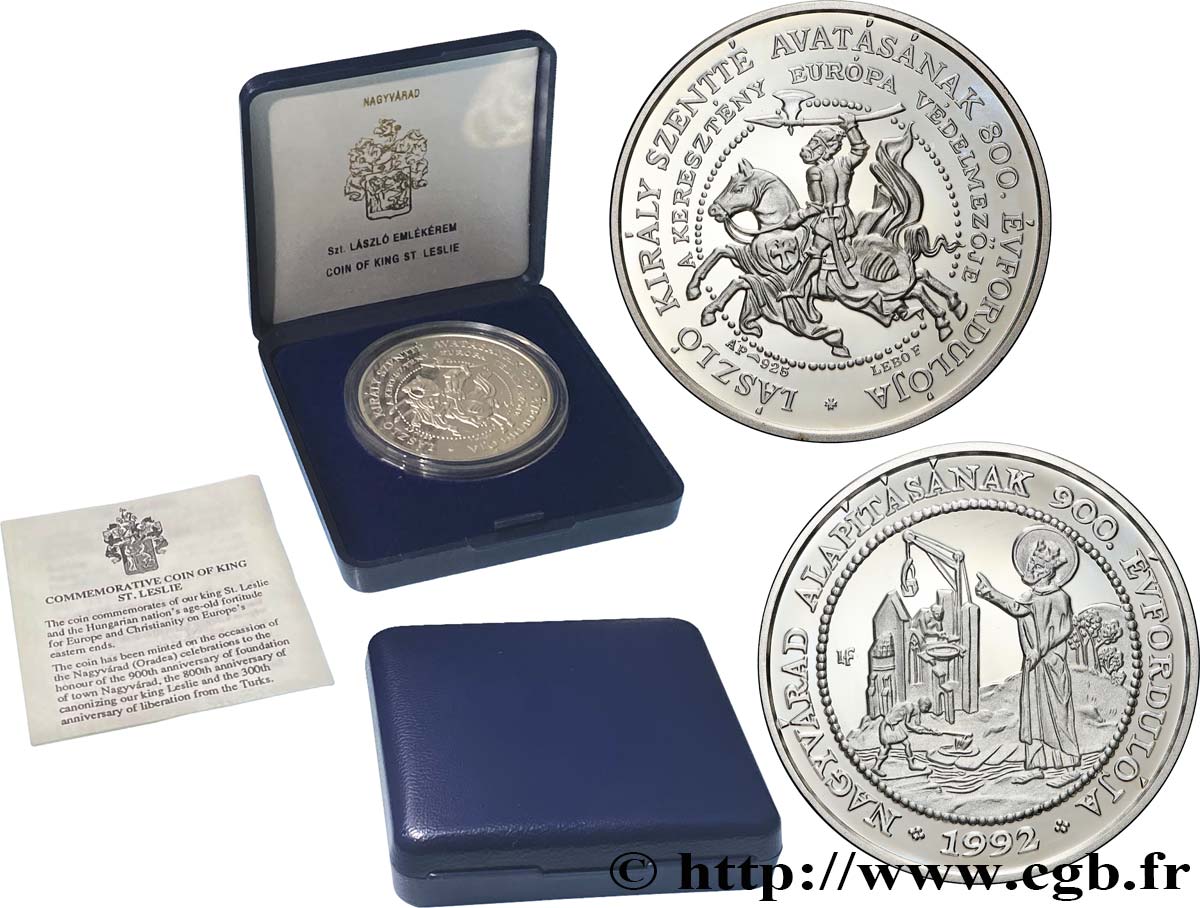 HUNGARY Médaille, 800e anniversaire de canonisation du roi Saint Leslie et 300e anniversaire de libération des turcs Proof set