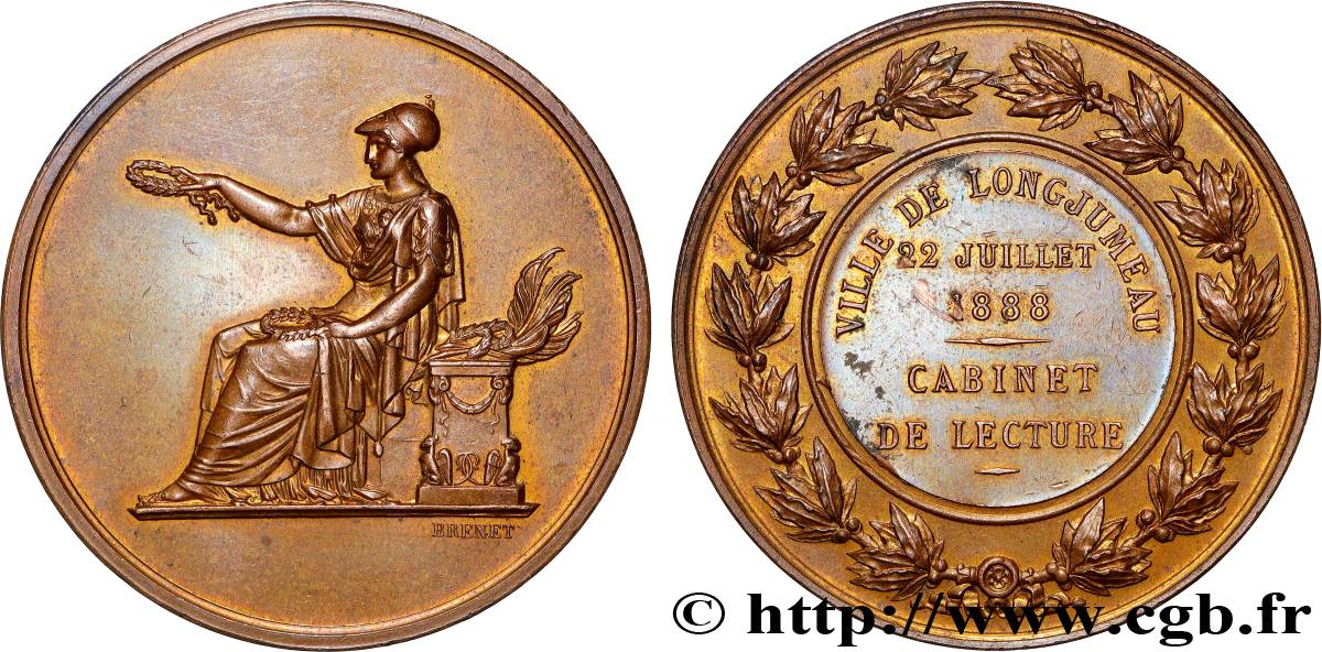 TROISIÈME RÉPUBLIQUE Médaille, Cabinet de lecture TTB+
