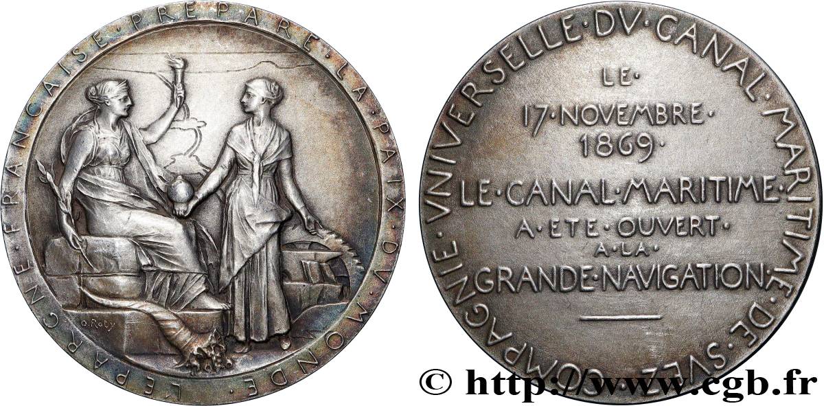 CANAUX ET TRANSPORTS FLUVIAUX Médaille, Compagnie Universelle du Canal maritime de Suez TTB/TTB+