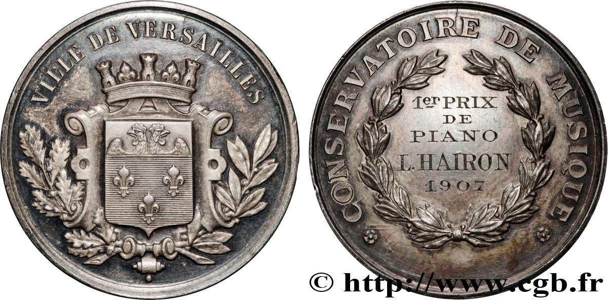 TERZA REPUBBLICA FRANCESE Médaille, Conservatoire de musique de Versailles q.SPL