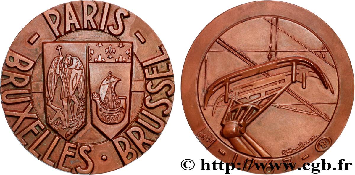 CINQUIÈME RÉPUBLIQUE Médaille pour la ligne SNCF Paris - Bruxelles TTB+