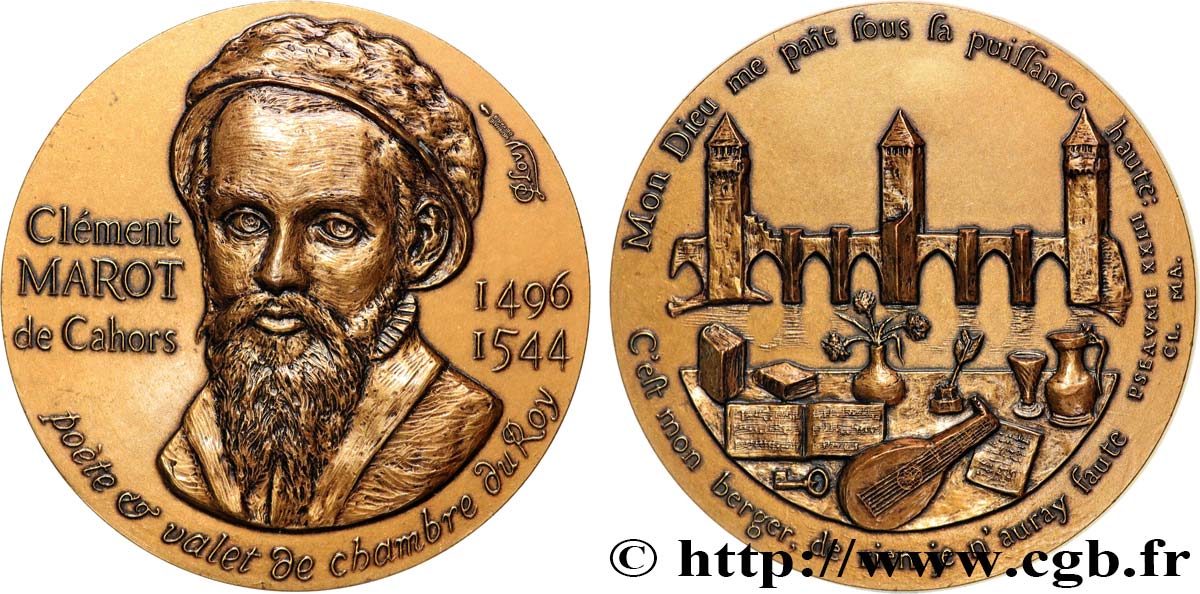 LITERATURE : WRITERS - POETS Médaille, Clément Marot de Cahors AU