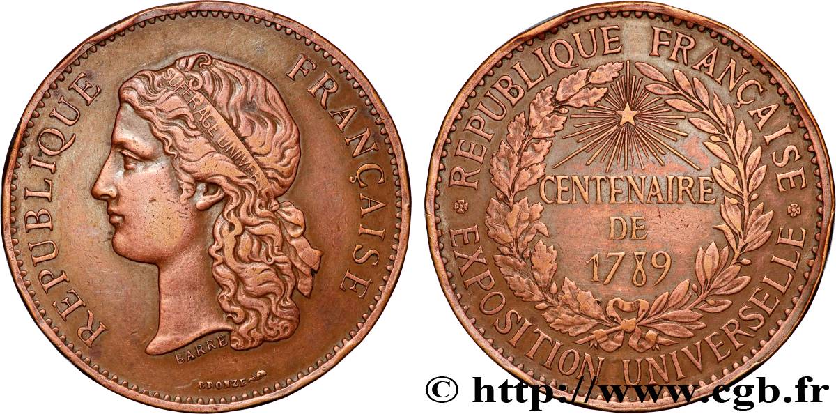 TROISIÈME RÉPUBLIQUE Médaille, Centenaire de 1789 TB+