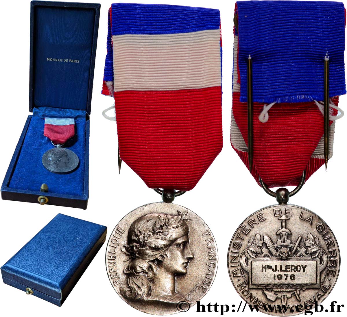 V REPUBLIC Médaille d’honneur du Travail, Ministère de la Guerre  XF