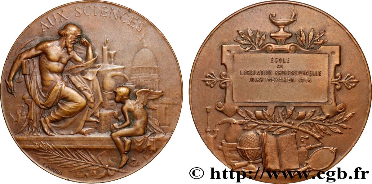 III REPUBLIC Médaille, Aux sciences, École de législation professionnelle AU