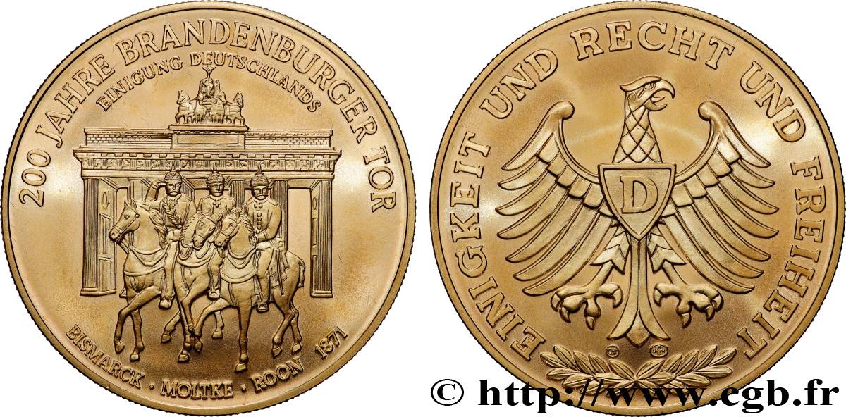 ALEMANIA Médaille, 200 ans de la Porte de Brandenburg EBC