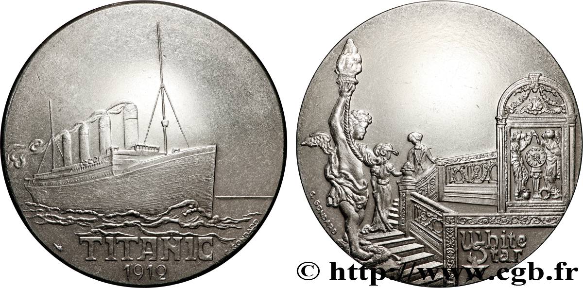 SEA AND NAVY : SHIPS AND BOATS Médaille, Paquebot Titanic AU