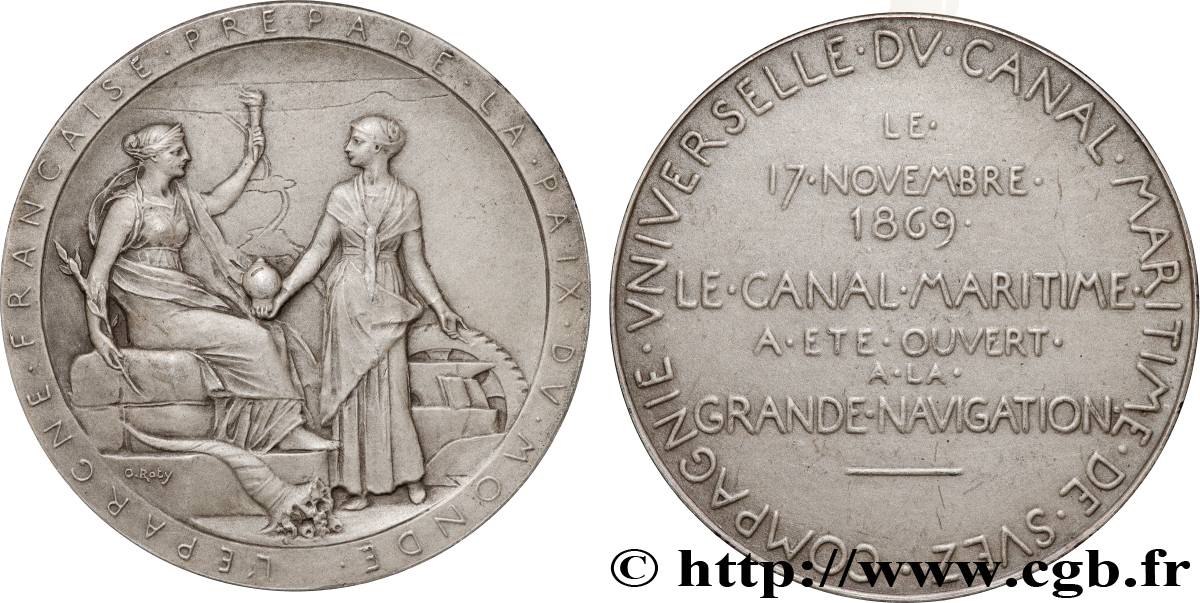 CANAUX ET TRANSPORTS FLUVIAUX Médaille, Compagnie Universelle du Canal maritime de Suez MBC+