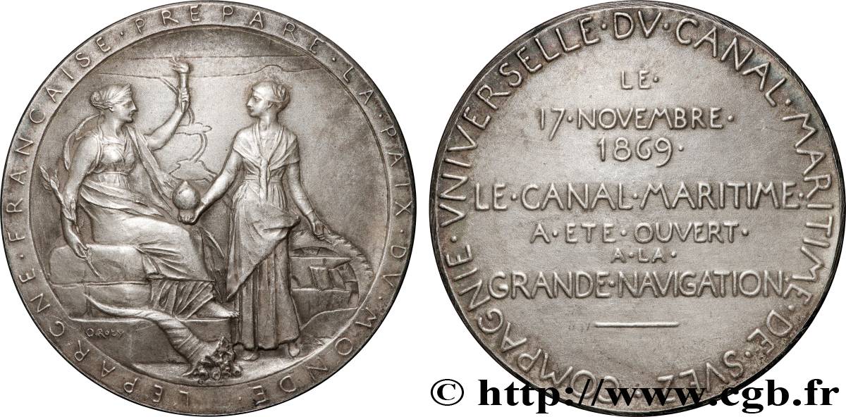 CANAUX ET TRANSPORTS FLUVIAUX Médaille, Compagnie Universelle du Canal maritime de Suez TTB+