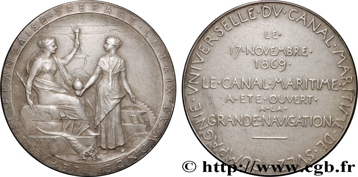 CANAUX ET TRANSPORTS FLUVIAUX Médaille, Compagnie Universelle du Canal maritime de Suez TTB+