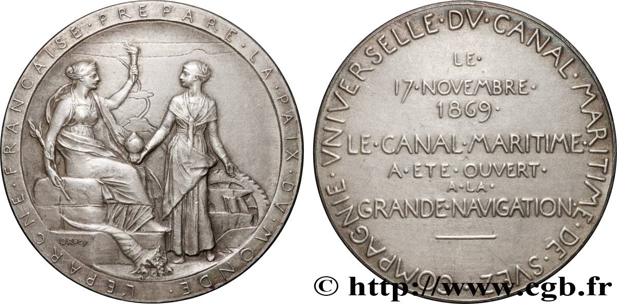 CANAUX ET TRANSPORTS FLUVIAUX Médaille, Compagnie universelle du canal maritime de Suez TTB+/SUP