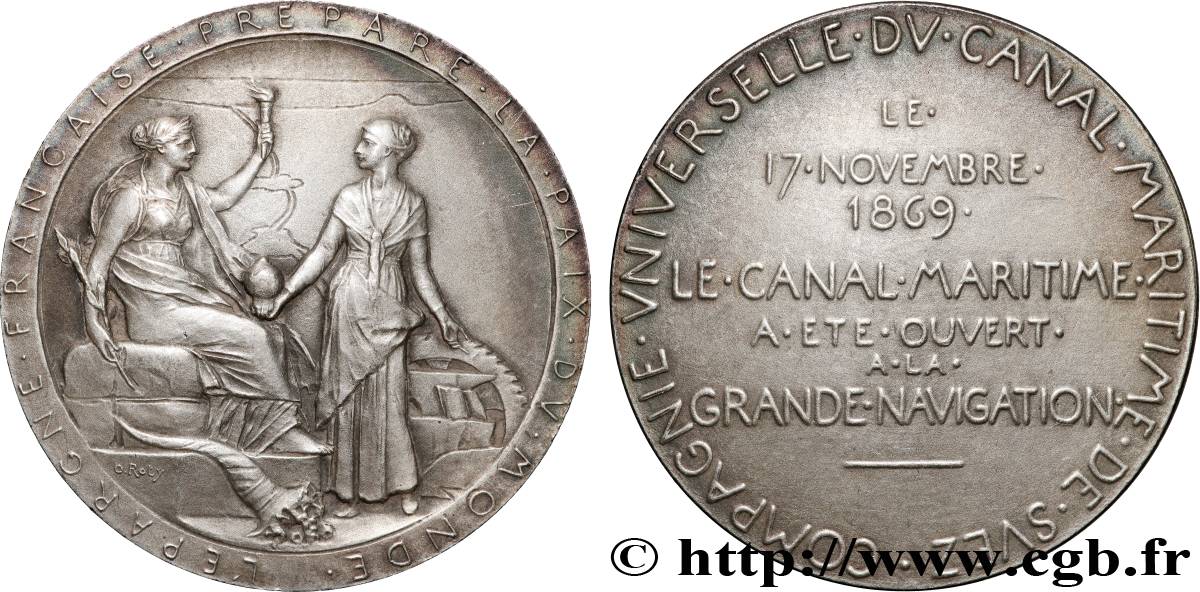 CANAUX ET TRANSPORTS FLUVIAUX Médaille, Compagnie universelle du canal maritime de Suez q.SPL