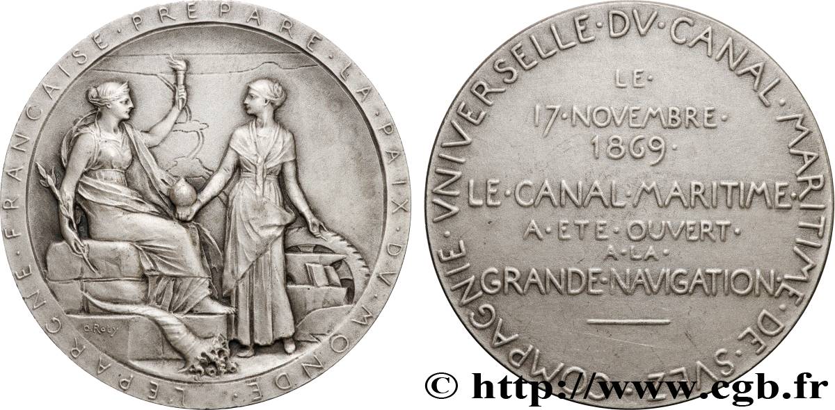 CANAUX ET TRANSPORTS FLUVIAUX Médaille, Compagnie universelle du canal maritime de Suez EBC