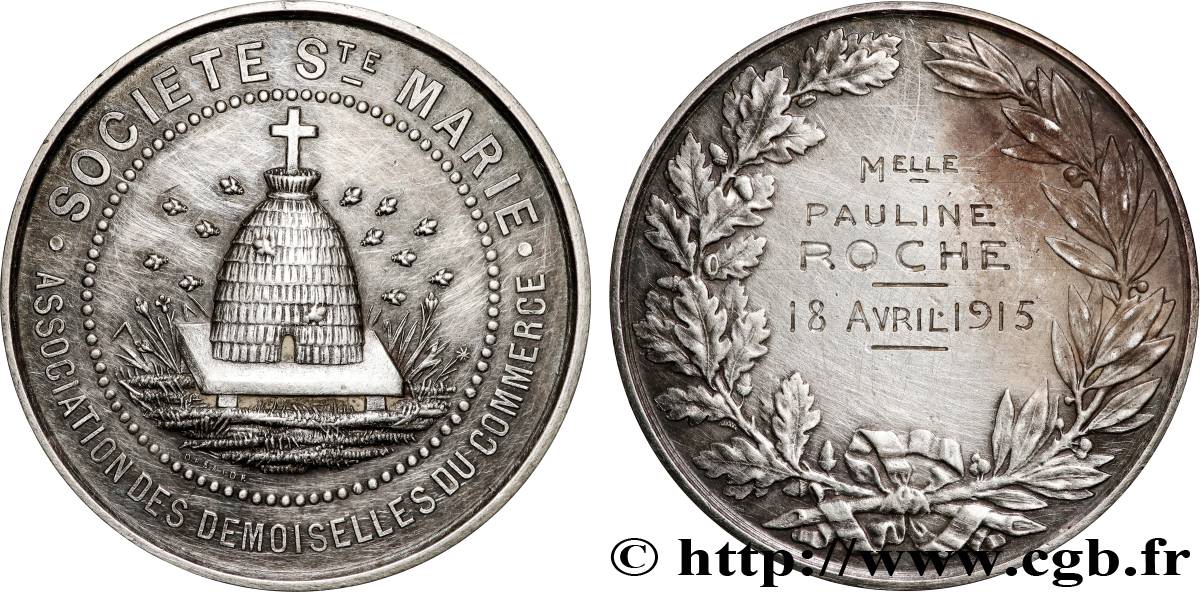 TROISIÈME RÉPUBLIQUE Médaille, Société Sainte Marie, Association des demoiselles du commerce TTB