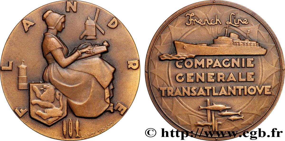 TERZA REPUBBLICA FRANCESE Médaille, Paquebot Flandre q.SPL