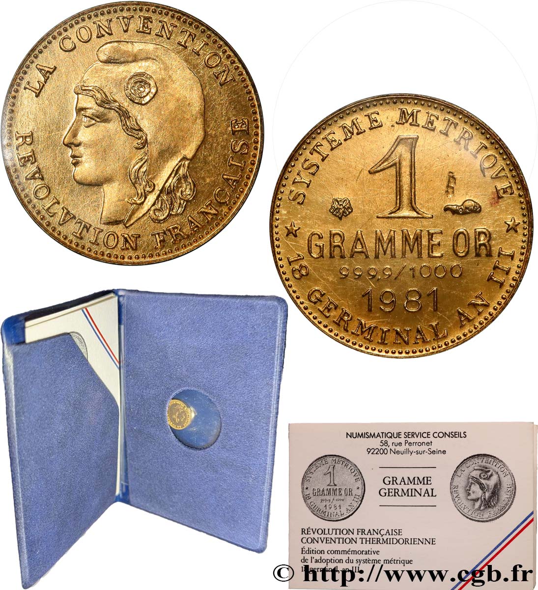 QUINTA REPUBLICA FRANCESA Médaille, Gramme germinal FDC