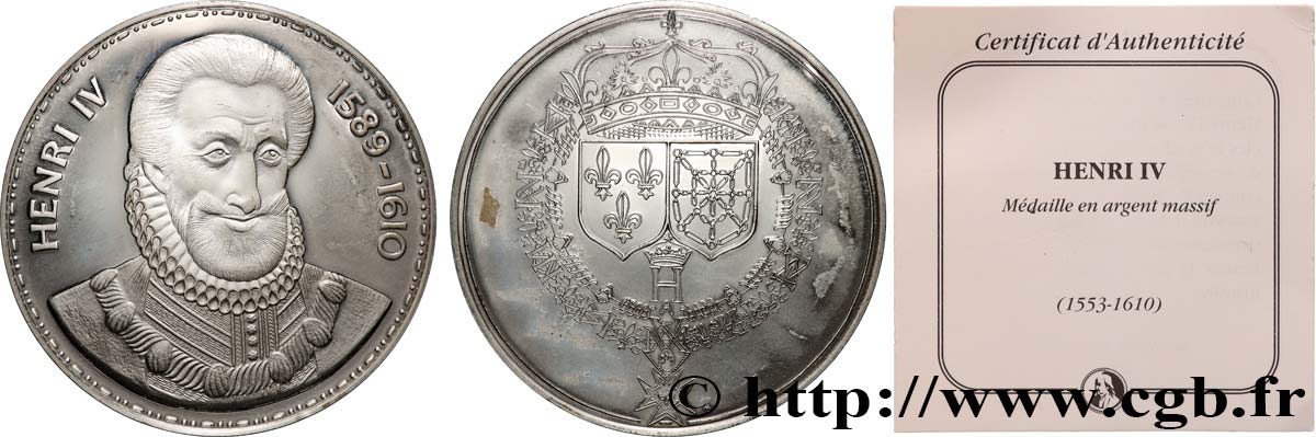 COLLECTION ROIS & REINES DE FRANCE Médaille, Henri IV Polierte Platte