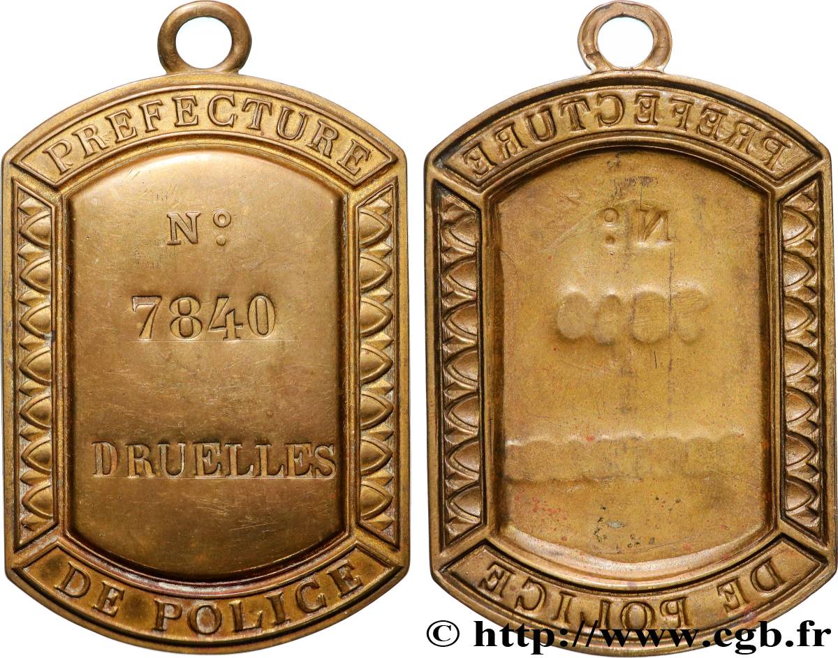 TROISIÈME RÉPUBLIQUE Plaque, Préfecture de Police TTB+
