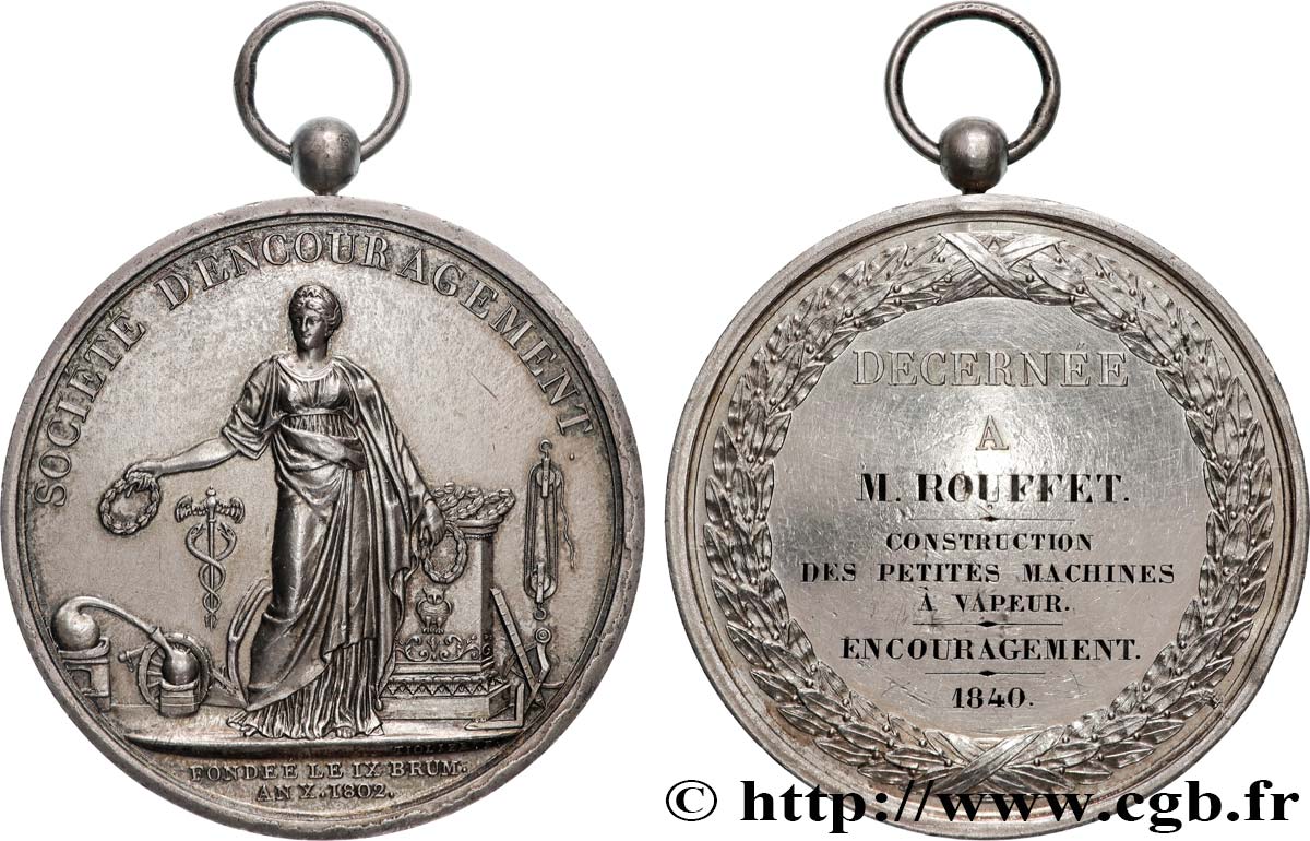 LOUIS-PHILIPPE Ier Médaille, Société d’encouragement, Construction des machines à vapeur TTB+