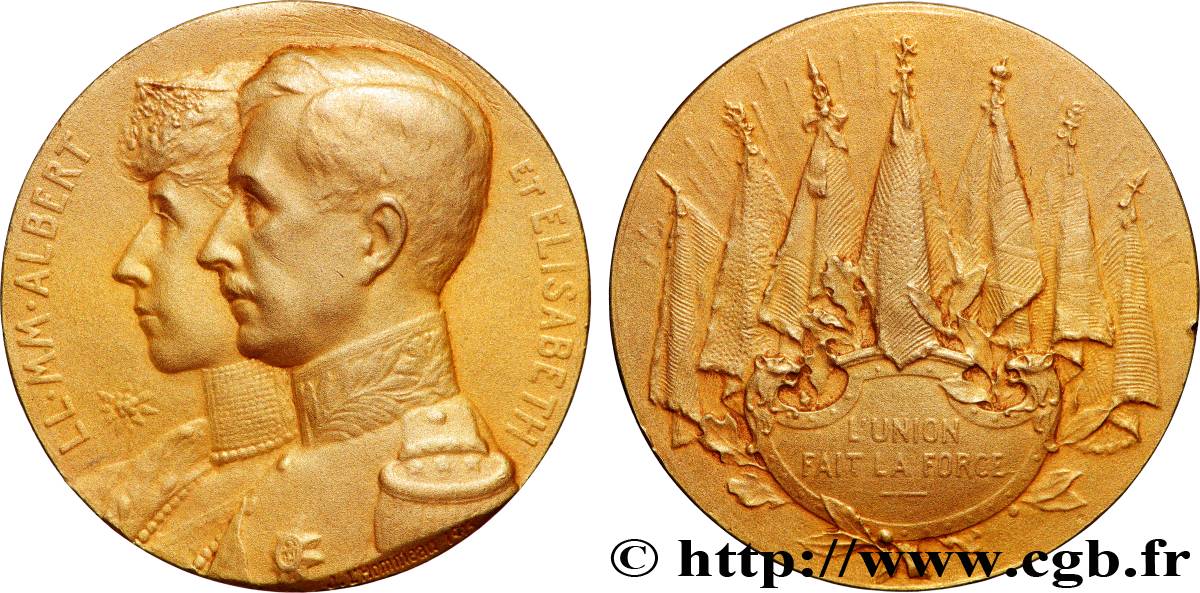BELGIEN - KÖNIGREICH BELGIEN - ALBERT I. Médaille, L’union fait la force VZ