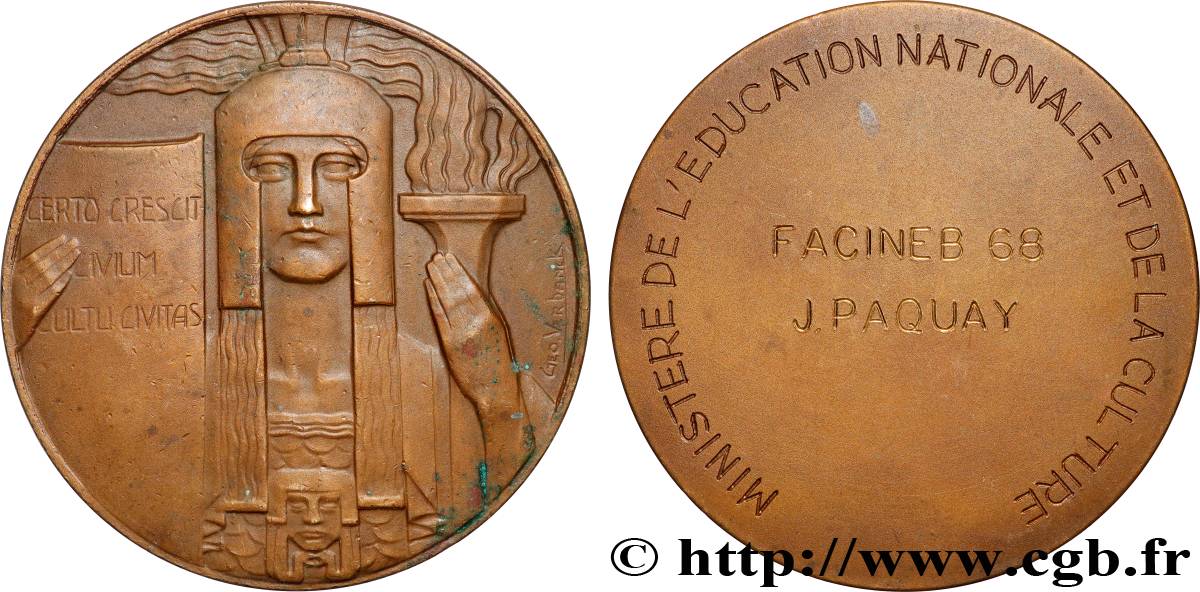 BELGIQUE Médaille, Ministère de l’éducation de la culture TTB