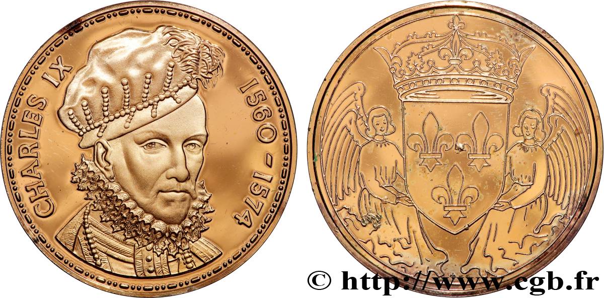 COLLECTION ROIS & REINES DE FRANCE Médaille, Charles IX Polierte Platte