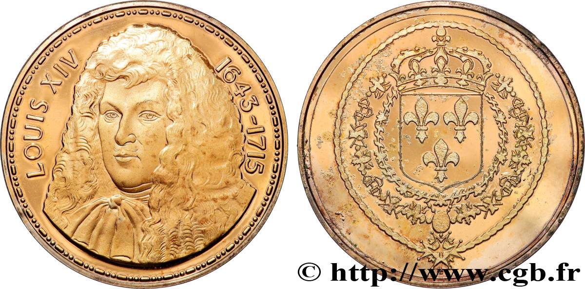 COLLECTION ROIS & REINES DE FRANCE Médaille, Louis XIV Polierte Platte