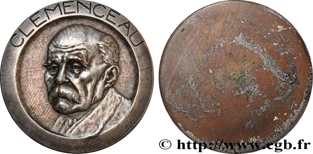 TROISIÈME RÉPUBLIQUE Médaille uniface, Clémenceau TTB+/TTB