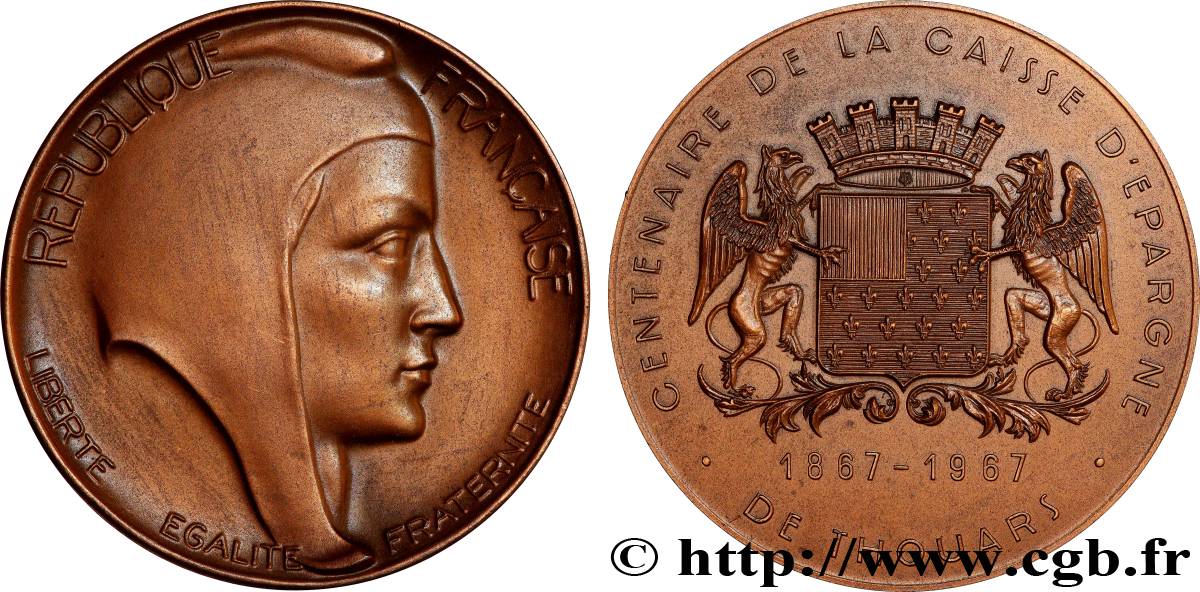 QUINTA REPUBLICA FRANCESA Médaille, Centenaire de la caisse d’épargne MBC+