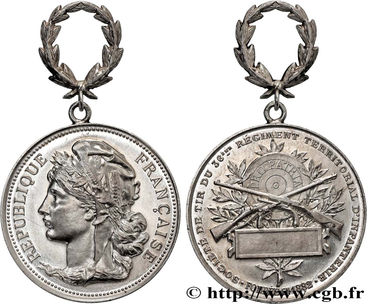 TIR ET ARQUEBUSE Médaille, Société de tir du 36e régiment territorial fVZ/VZ