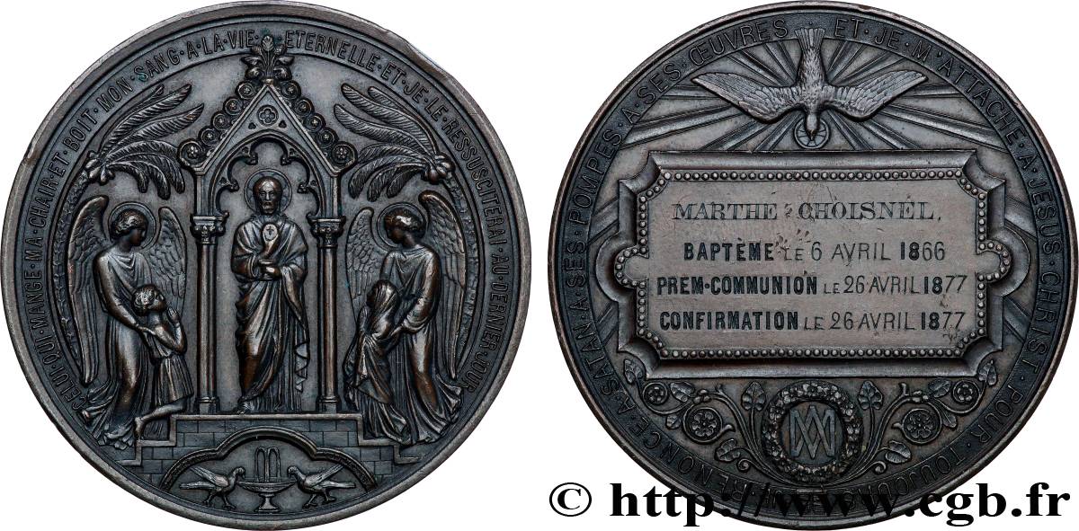 TROISIÈME RÉPUBLIQUE Médaille, Baptême, communion et confirmation TTB+/TTB