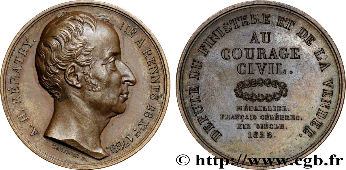 MÉDAILLIER FRANÇAIS CÉLÈBRES Médaille, Auguste Hilarion de Kératry MBC+/EBC