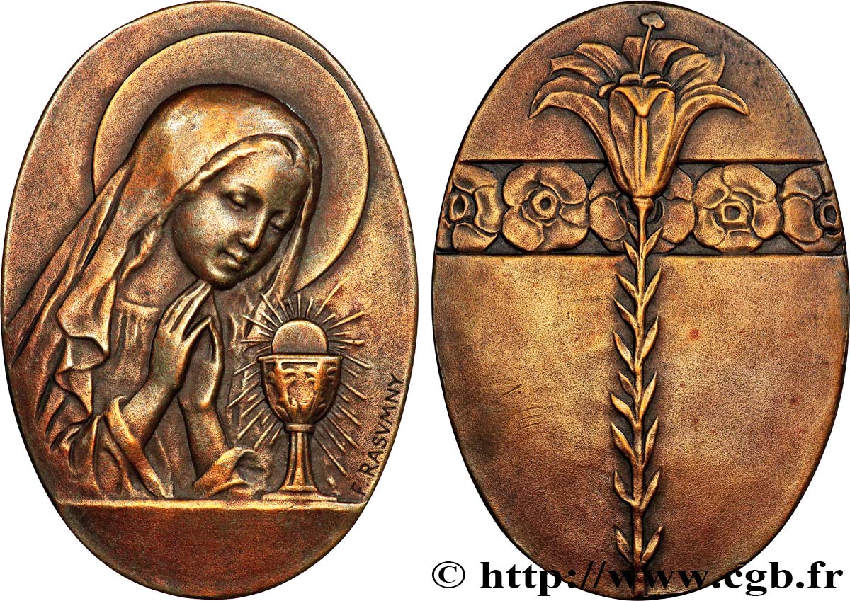 TROISIÈME RÉPUBLIQUE Médaille, Première Communion (filles) TTB+
