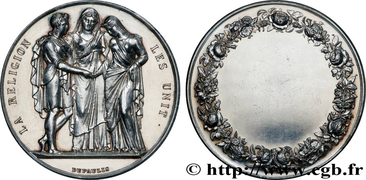 AMOUR ET MARIAGE Médaille de mariage, La Religion les unit TTB+