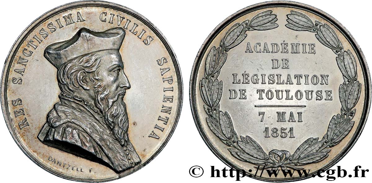 LANGUEDOC TOWNS AND GENTRY Médaille, Académie de législation de Toulouse, refrappe SPL