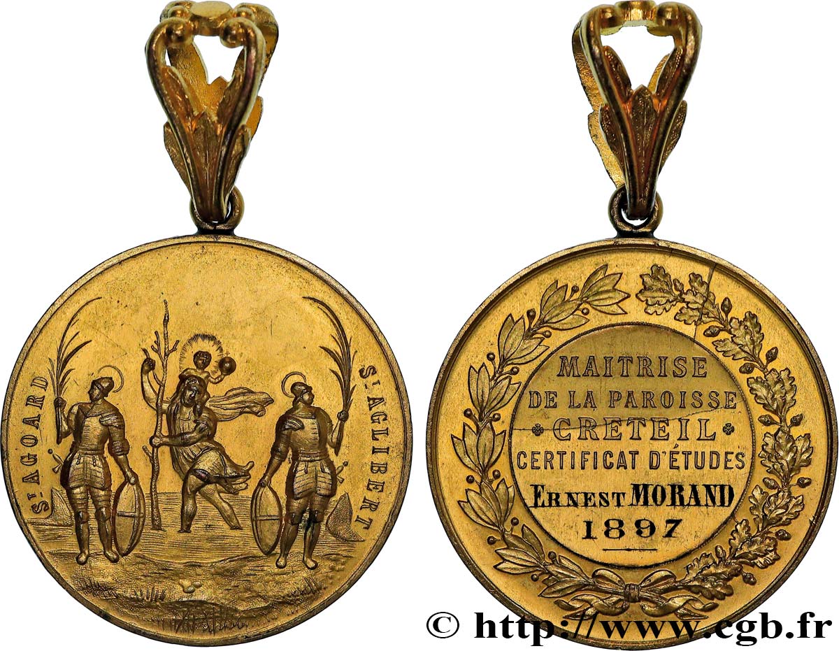 III REPUBLIC Médaille, Maîtrise de la paroisse, Certificat d’études AU