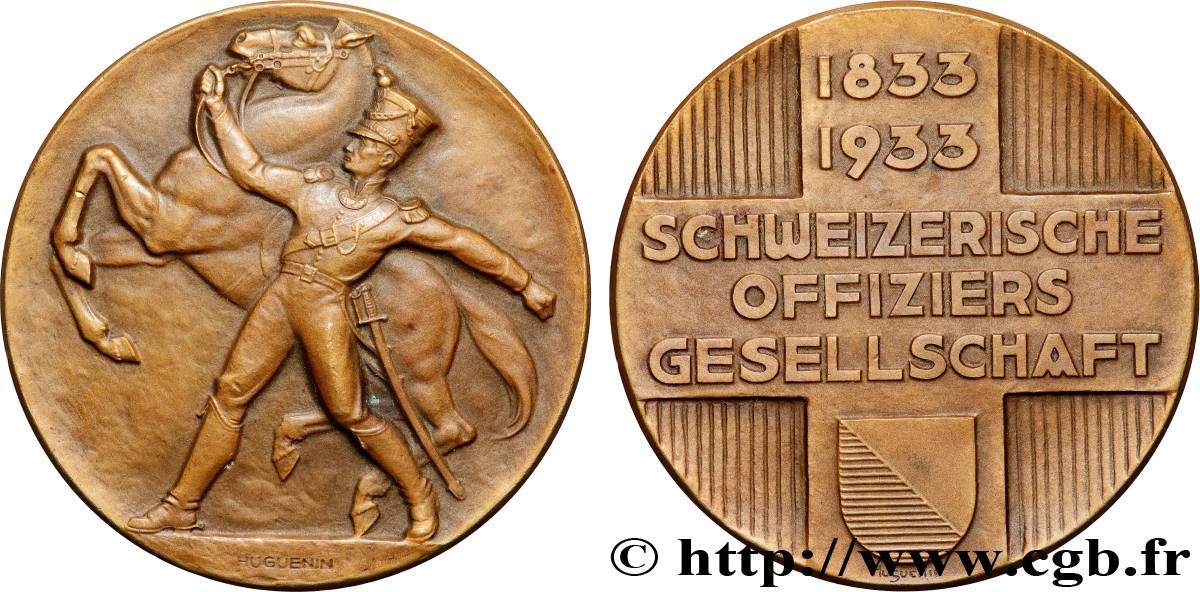 SWITZERLAND - HELVETIC CONFEDERATION Médaille, Centenaire de la société des officiers du canton de Zurich AU