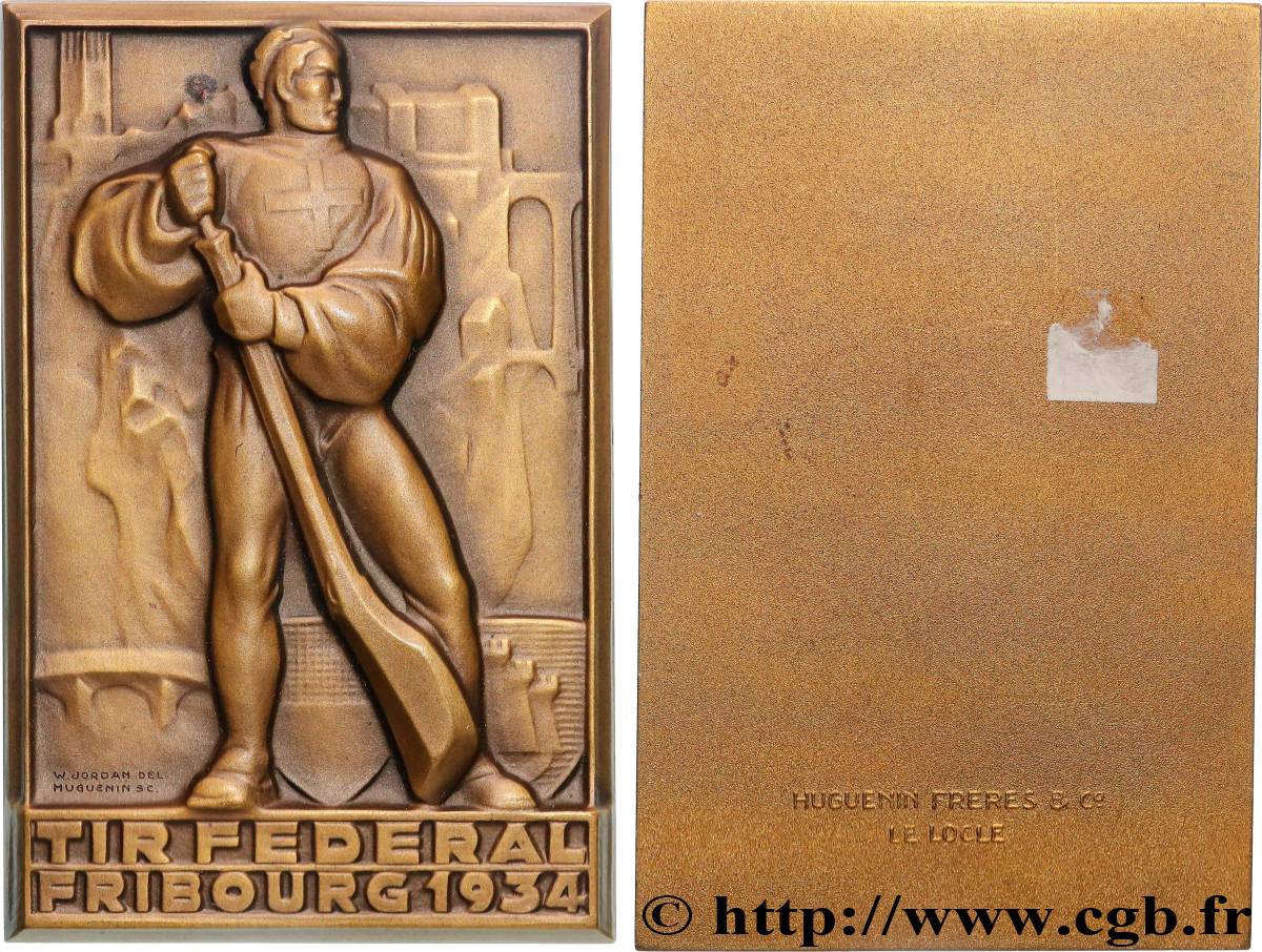 SUIZA - CANTÓN DE FRIBURGO Plaquette, Tir fédéral de Fribourg EBC/MBC+