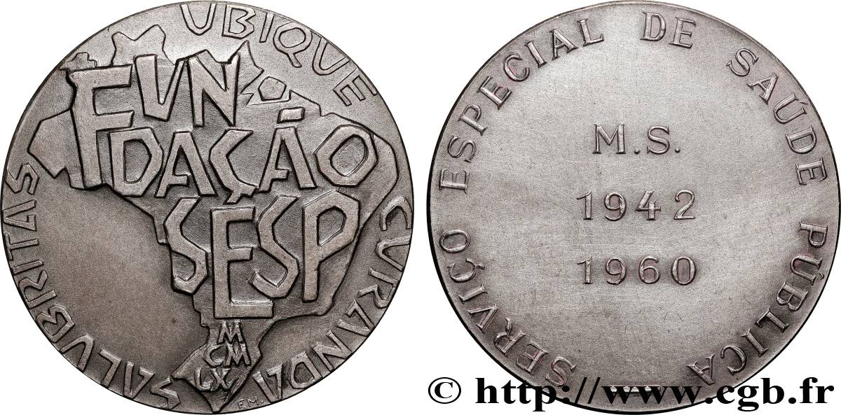 BRÉSIL - DEUXIÈME RÉPUBLIQUE Médaille, Service spécial de santé publique TTB+
