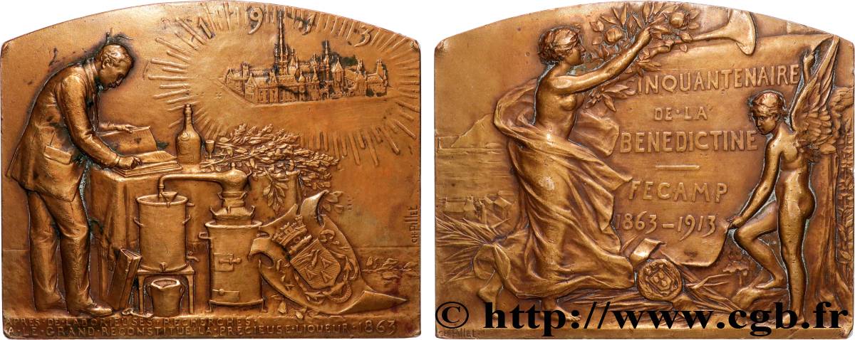 TROISIÈME RÉPUBLIQUE Plaquette, Cinquantenaire de la Bénédictine TTB