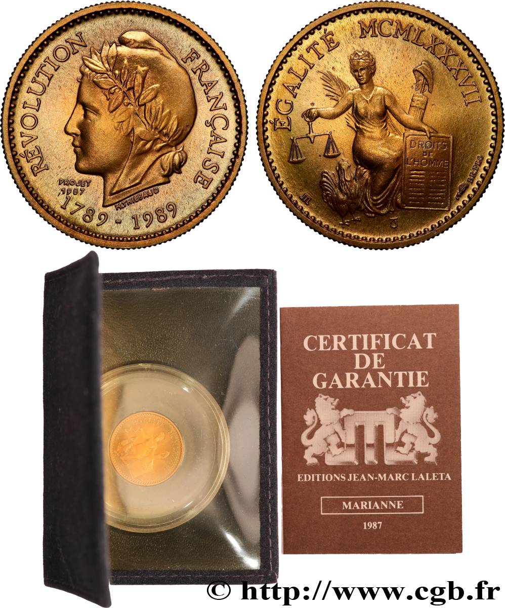 V REPUBLIC Médaille, Bicentenaire de la Révolution Française, l’Égalité AU