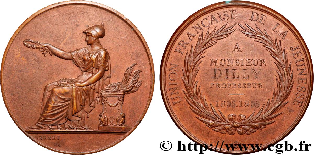 III REPUBLIC Médaille, Union française de la Jeunesse AU