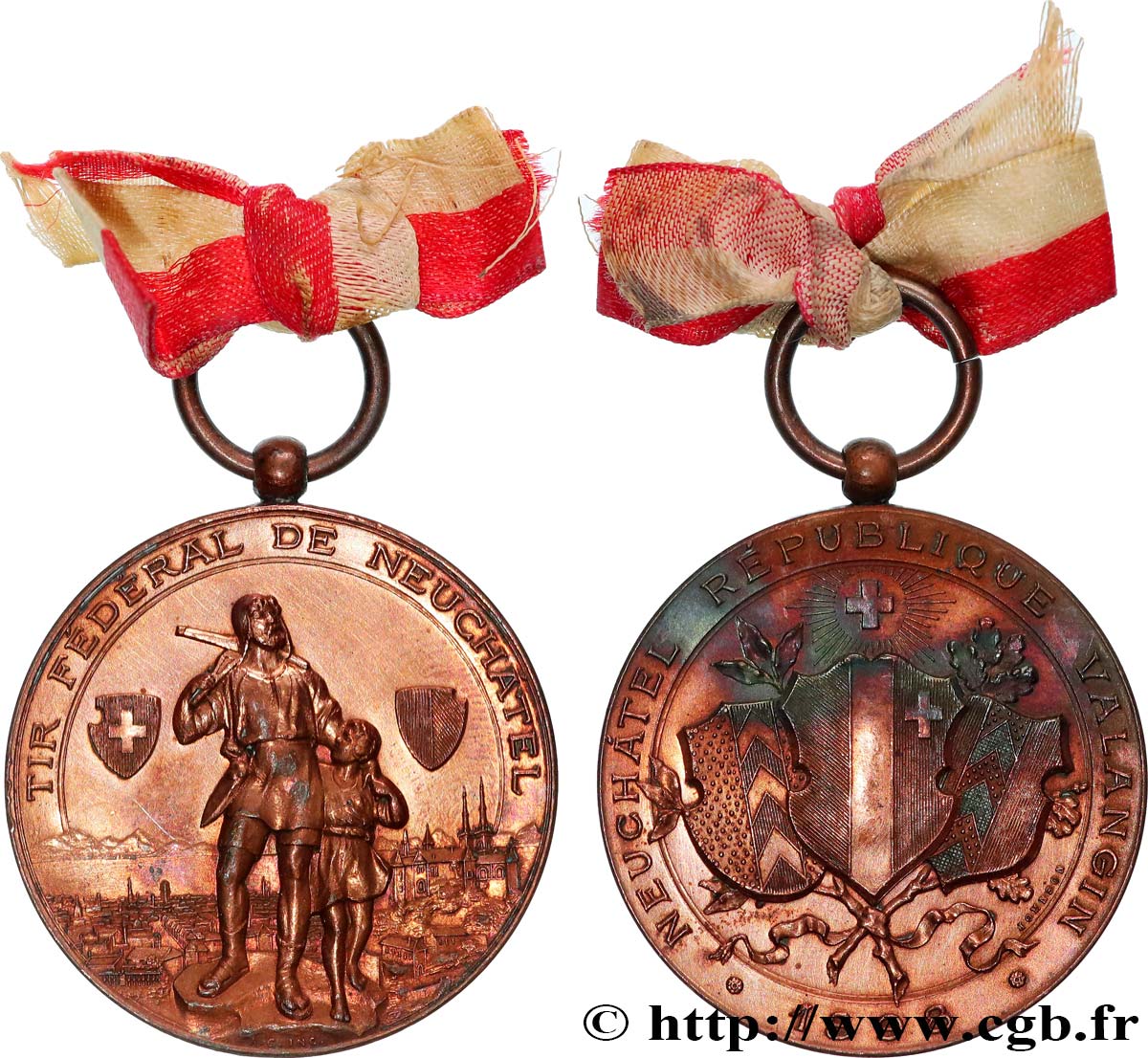 SUIZA - CANTÓN DE NEUCHATEL Médaille, Tir fédéral de Neuchâtel MBC+