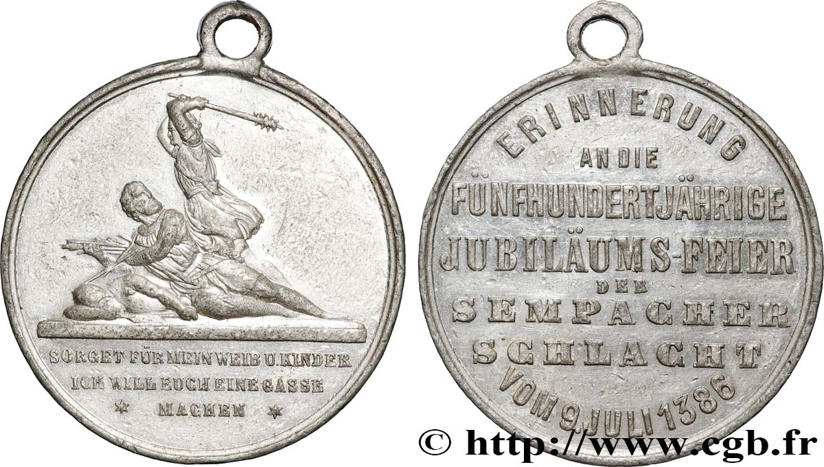 SUISSE - CANTON DE LUCERNA Médaille, 500e anniversaire de la bataille de Sempach MBC