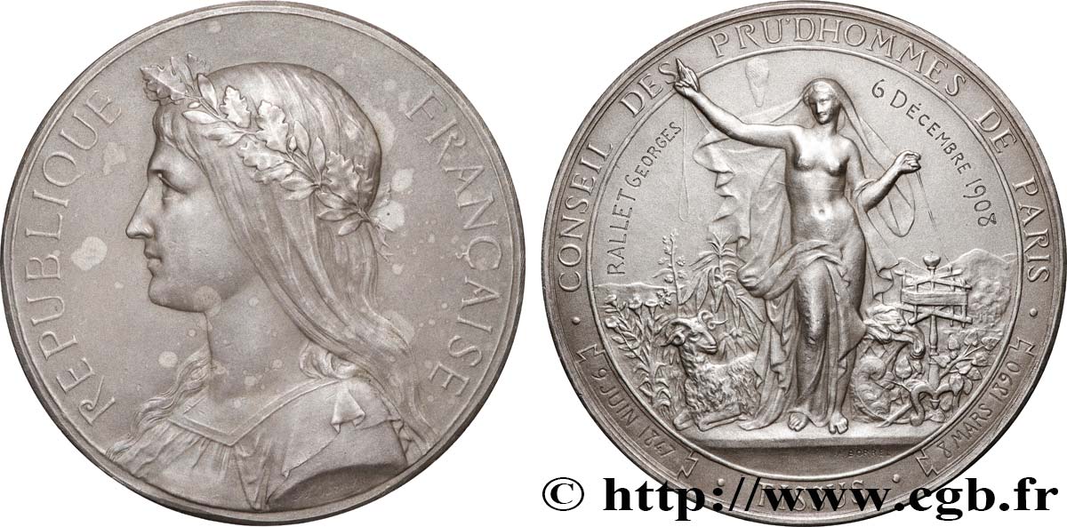 III REPUBLIC Médaille, conseil des Prud’hommes  AU