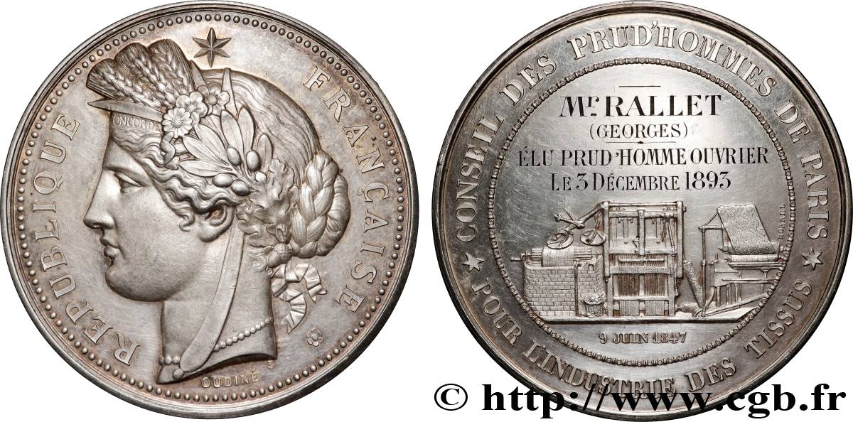 TROISIÈME RÉPUBLIQUE Médaille, Conseil des Prud’Hommes SUP