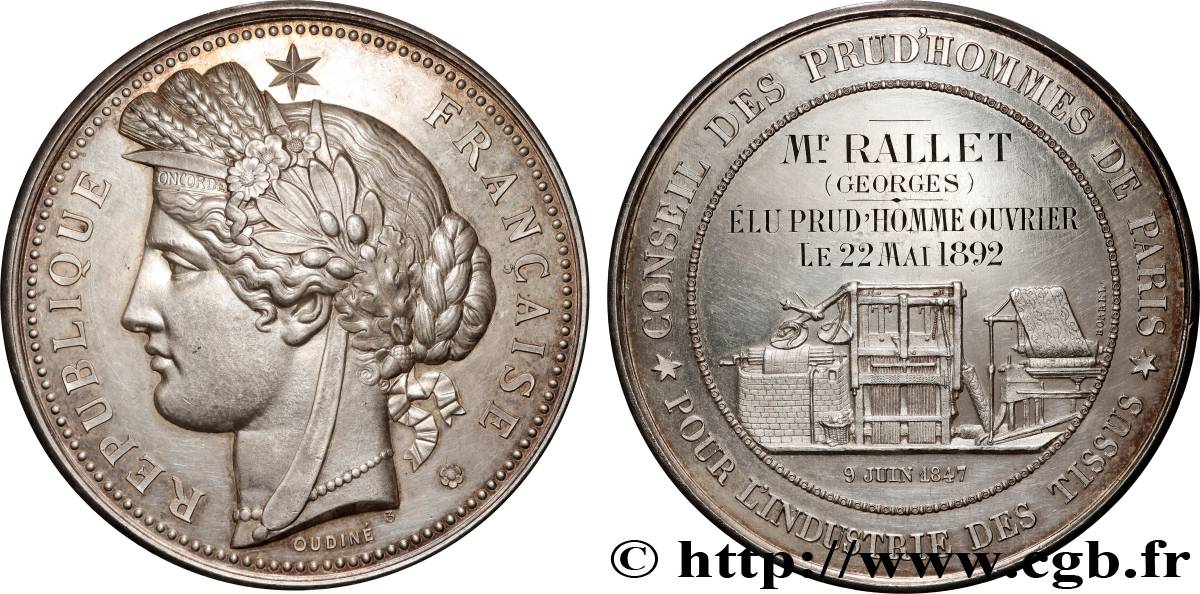 TROISIÈME RÉPUBLIQUE Médaille, Conseil des Prud’Hommes TTB+/SUP