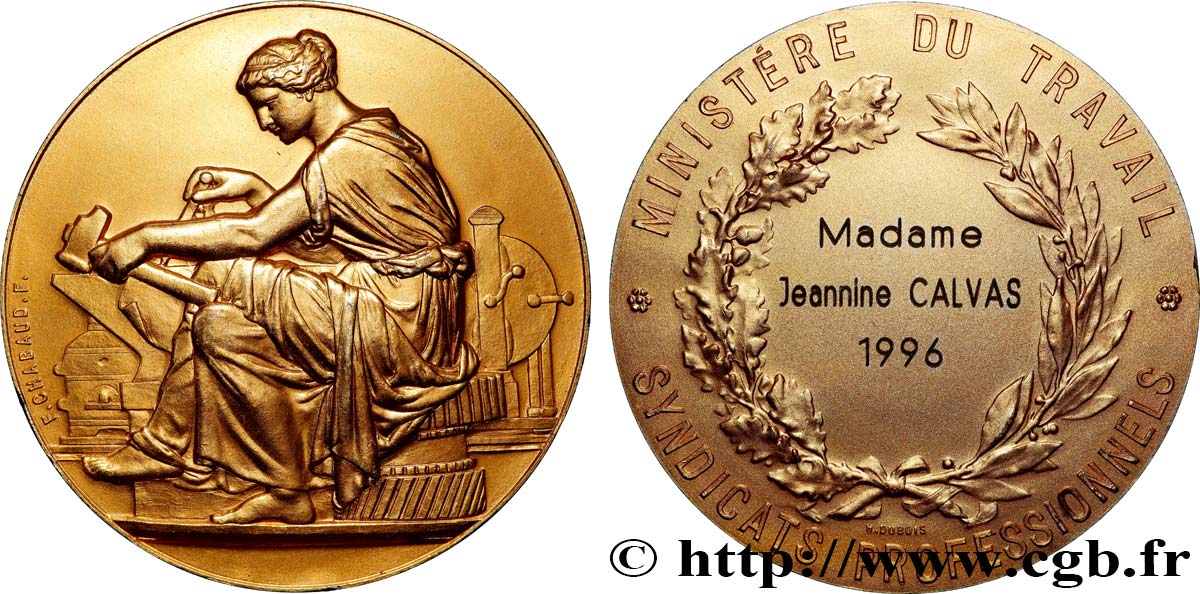 FUNFTE FRANZOSISCHE REPUBLIK Médaille, Syndicats professionnels, Ministère du travail VZ