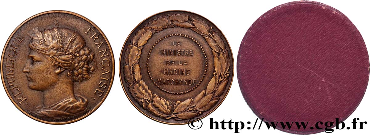 TERCERA REPUBLICA FRANCESA Médaille, Ministre de la marine marchande MBC+