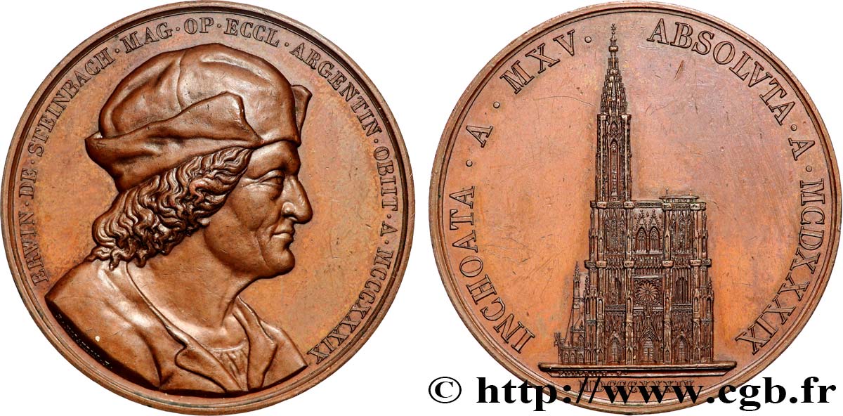 LOUIS-PHILIPPE Ier Médaille, Hommage à Erwin de Steinbach, architecte de la cathédrale de Strasbourg SUP